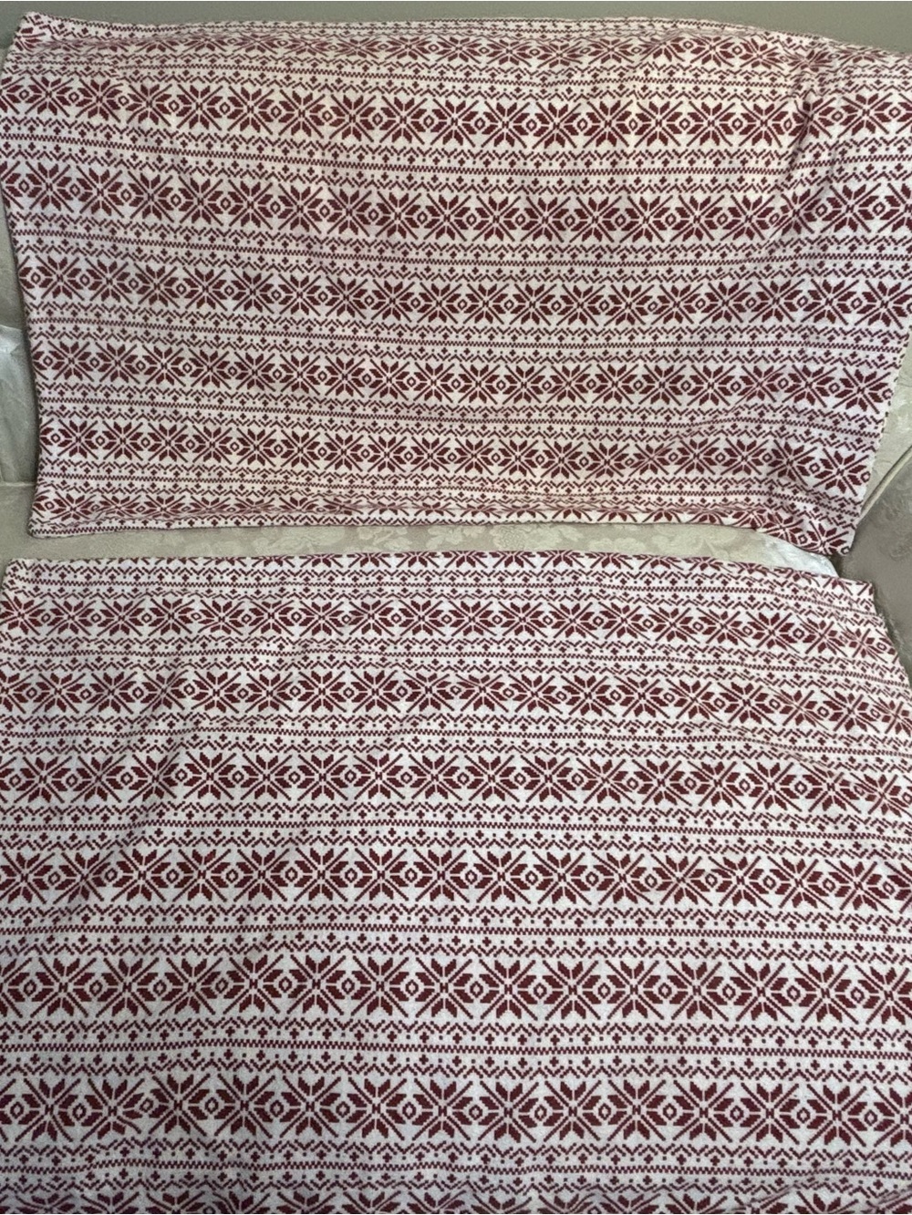 2 Flannel Nordic Snowflake Standard Pillowcase Set of 2 Winter Made in Turkey